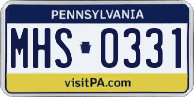 PA license plate MHS0331