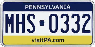 PA license plate MHS0332