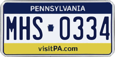 PA license plate MHS0334