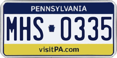 PA license plate MHS0335