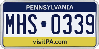 PA license plate MHS0339