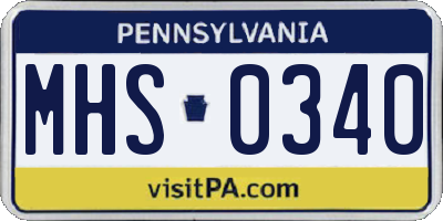 PA license plate MHS0340