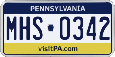 PA license plate MHS0342