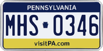 PA license plate MHS0346
