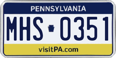 PA license plate MHS0351