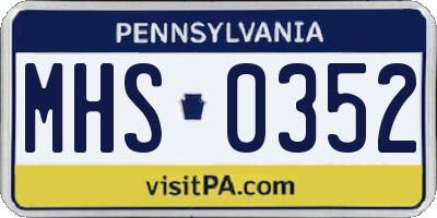 PA license plate MHS0352