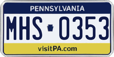 PA license plate MHS0353