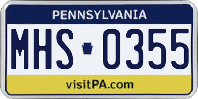 PA license plate MHS0355