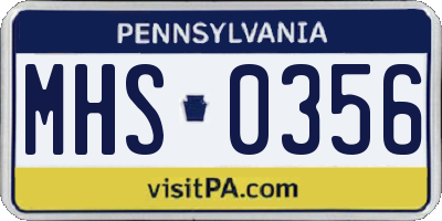 PA license plate MHS0356