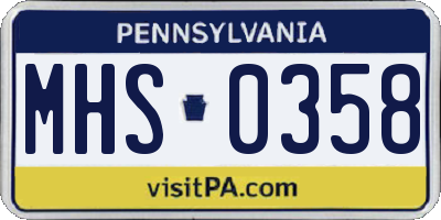 PA license plate MHS0358