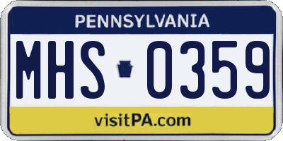 PA license plate MHS0359