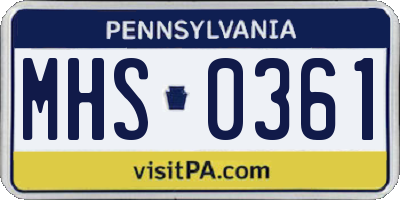 PA license plate MHS0361