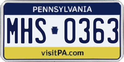PA license plate MHS0363