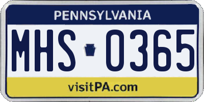 PA license plate MHS0365