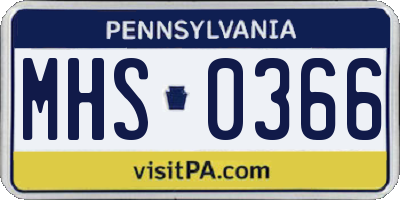 PA license plate MHS0366