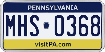PA license plate MHS0368