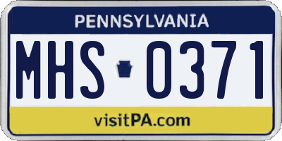 PA license plate MHS0371