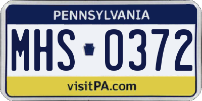PA license plate MHS0372