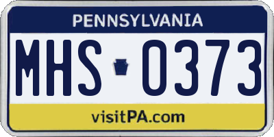 PA license plate MHS0373