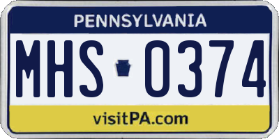 PA license plate MHS0374