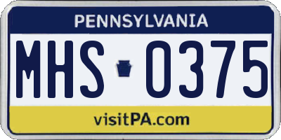 PA license plate MHS0375