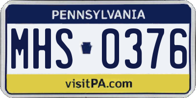 PA license plate MHS0376