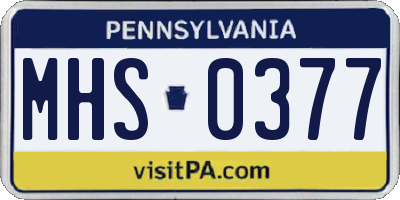 PA license plate MHS0377