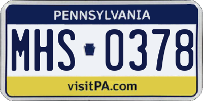 PA license plate MHS0378