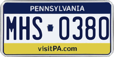 PA license plate MHS0380