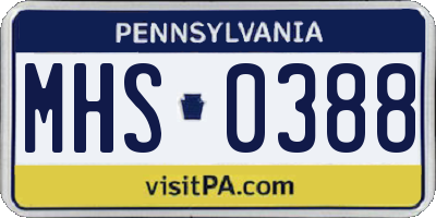 PA license plate MHS0388