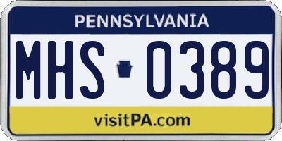 PA license plate MHS0389