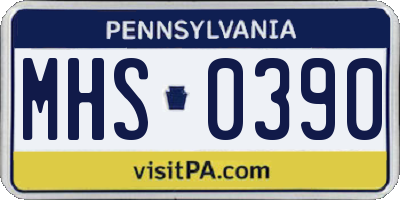 PA license plate MHS0390