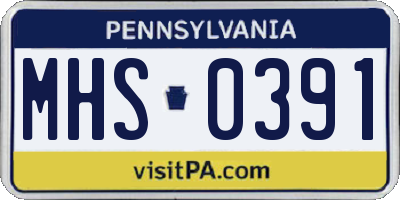 PA license plate MHS0391