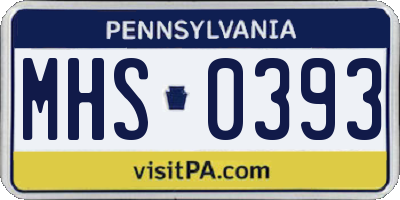 PA license plate MHS0393