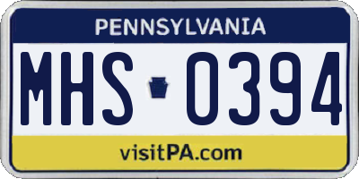 PA license plate MHS0394