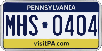 PA license plate MHS0404