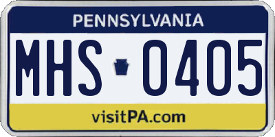PA license plate MHS0405