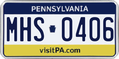 PA license plate MHS0406