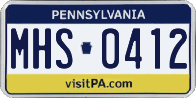 PA license plate MHS0412