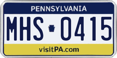 PA license plate MHS0415
