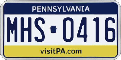 PA license plate MHS0416