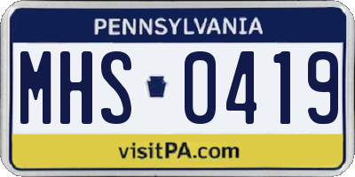 PA license plate MHS0419