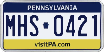 PA license plate MHS0421