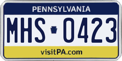 PA license plate MHS0423