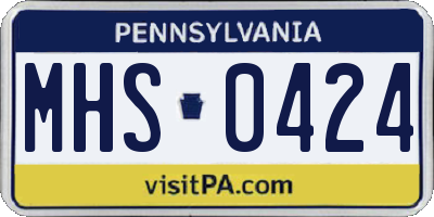 PA license plate MHS0424