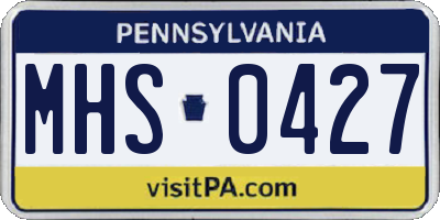 PA license plate MHS0427