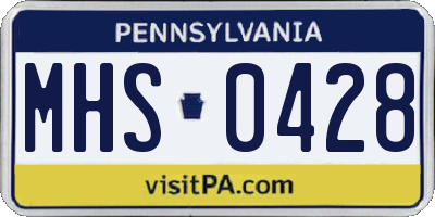 PA license plate MHS0428