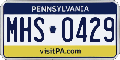 PA license plate MHS0429