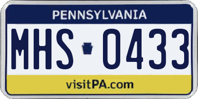 PA license plate MHS0433