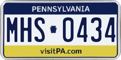 PA license plate MHS0434